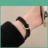 Черный Унисекс Элегантный Браслет с Бусинами Двойное Кольцо Модные Ретро Украшения Художественный