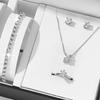 5Pcs Elegant Jewelry Sets For Women Necklace Earrings Ring Bracelet Princess Jewelry Bridal Wedding Set Valentine'S Day