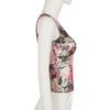 Women's Retro Floral Printing Color Clash Sexy V-Neck Lace Splicing Slim Neck Tank Top