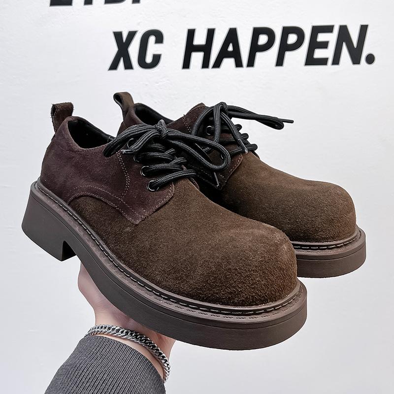 Низкие рабочие туфли, мужские и женские туфли на толстой подошве для повседневной носки, модные туфли Дерби на шнуровке, старые 14706-A