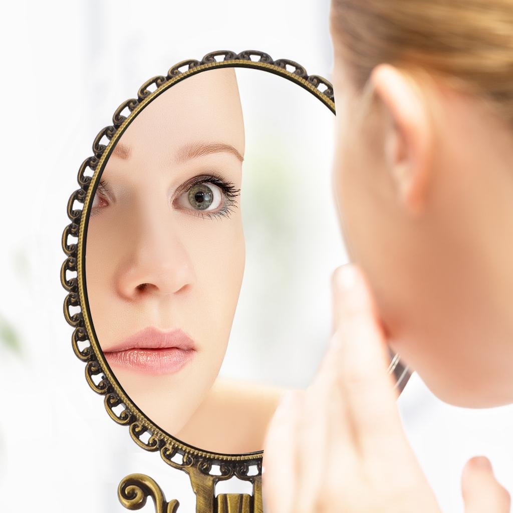 Ручное компактное зеркало Зеркало для макияжа с ручкой Настольное зеркало Маленькое красивое женское ручное винтажное компактное зеркало для путешествий