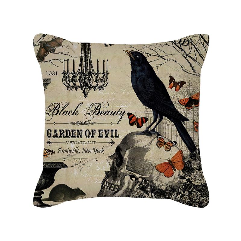 Halloween Cartoon Pumpkin Moon Bat House Decoration Pattern Pillowcase Bedroom Living Room Sofa Cinema Car Garden Pillowcase