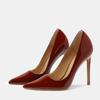 Модные Liyke Винно-красные Лакированные Классические Туфли на Высоком Каблуке для Женщин Свадебные Выпускные Туфли Сексуальный Острый Носок Офисные Женские Туфли Размер 35-46