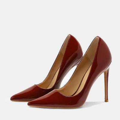 Модные Liyke Винно-красные Лакированные Классические Туфли на Высоком Каблуке для Женщин Свадебные Выпускные Туфли Сексуальный Острый Носок Офисные Женские Туфли Размер 35-46