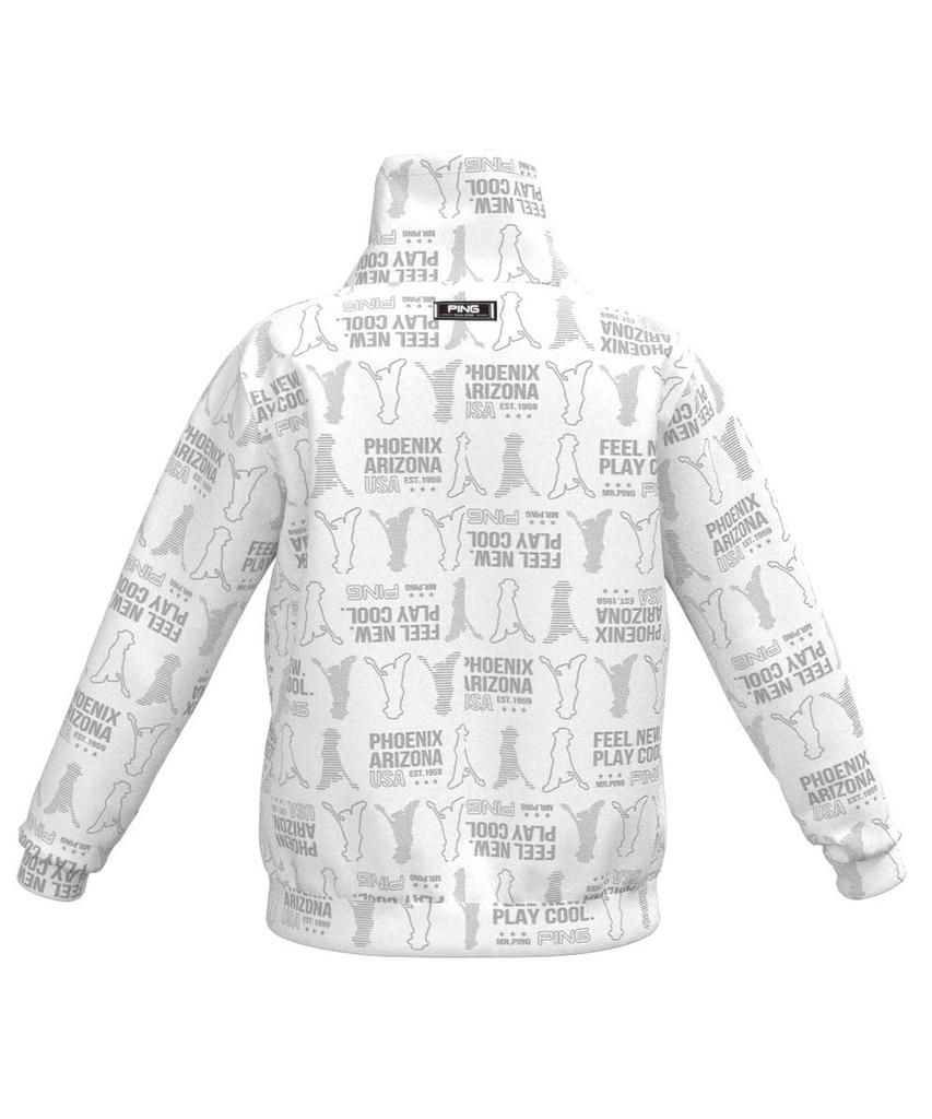 PING Apparel Women's Long Sleeve High Neck Shirt (Mr. PING Shadow Pattern) / Golf Undershirt / 622-3269900 030_White, Size LL