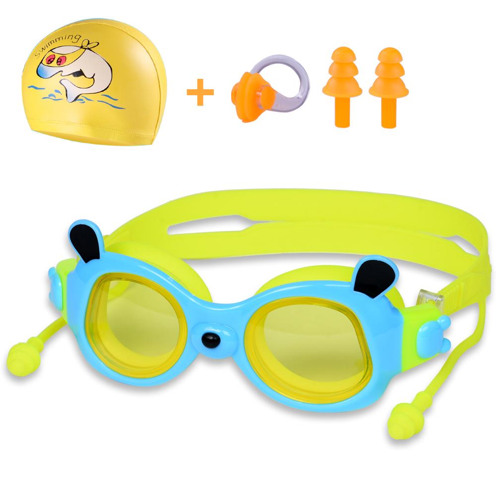 Panda детские противотуманные плавательные очки, плавательные очки HD противотуманные плавательные очки с большой оправой, комплект с шапочкой для плавания