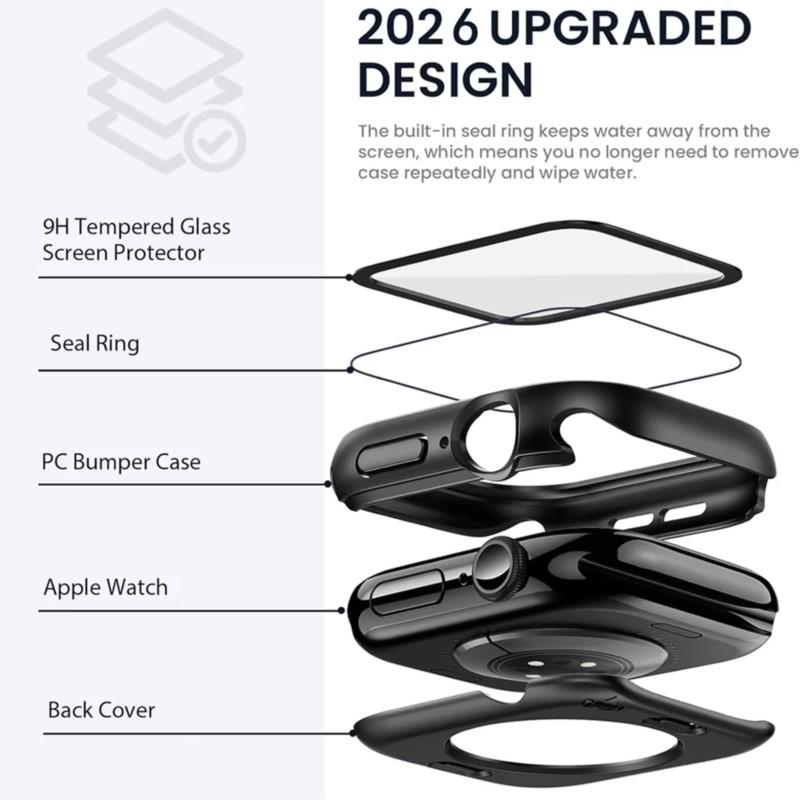 Защитная пленка для корпуса Apple Watch 40 41 42 44 45 46 мм 360° Полностью защитный чехол+Задний бампер для iWatch 11 SE 3 10 9 8 7 6 5