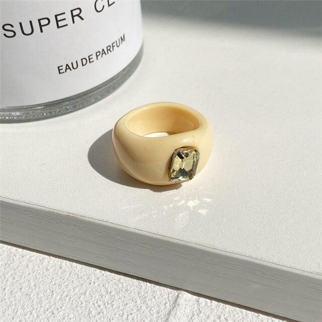 17KM Летние прозрачные квадратные круглые кольца с кристаллами, ювелирные изделия для вечеринки, богемное креативное кольцо нестандартной формы из акриловой смолы для женщин