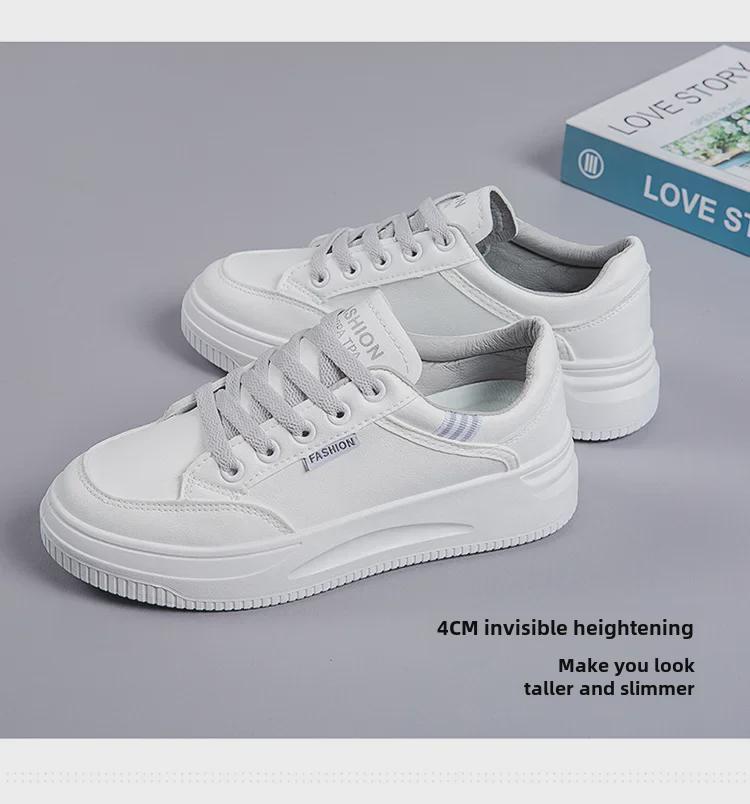 Женские легкие белые кожаные спортивные повседневные туфли 2025 года с дышащей мягкой толстой подошвой для весны и осени