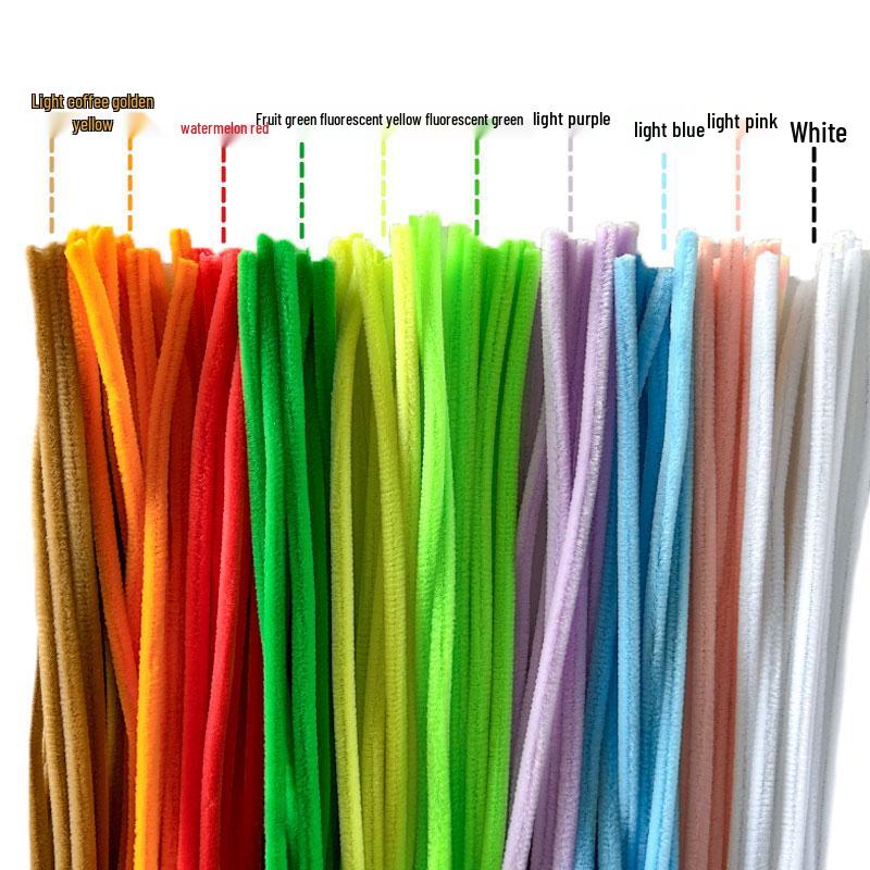 Thickened White Chenille Pipe Cleaners - Mixed Colors for DIY Bouquet Crafts