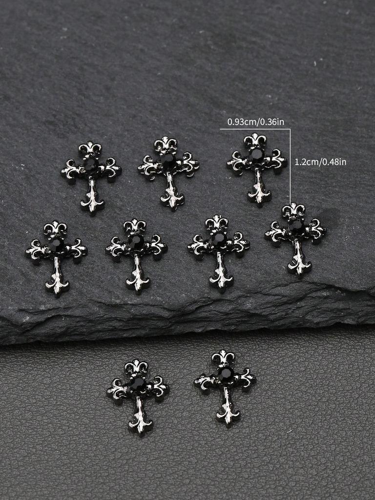10 шт. Золотые Серебряные Кресты для ногтей 3D Белые Розовые Стразы Украшения для ногтей Украшения для ногтей DIY Украшения для ногтей Принадлежности для ногтей