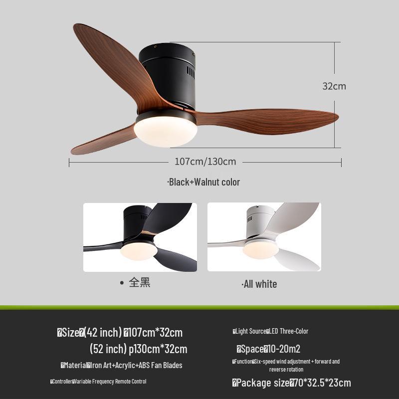 Потолочный вентилятор «Орех» с подсветкой и пультом дистанционного управления, с регулируемой частотой, для гостиной, столовой или спальни, с лопастями из АБС-пластика.