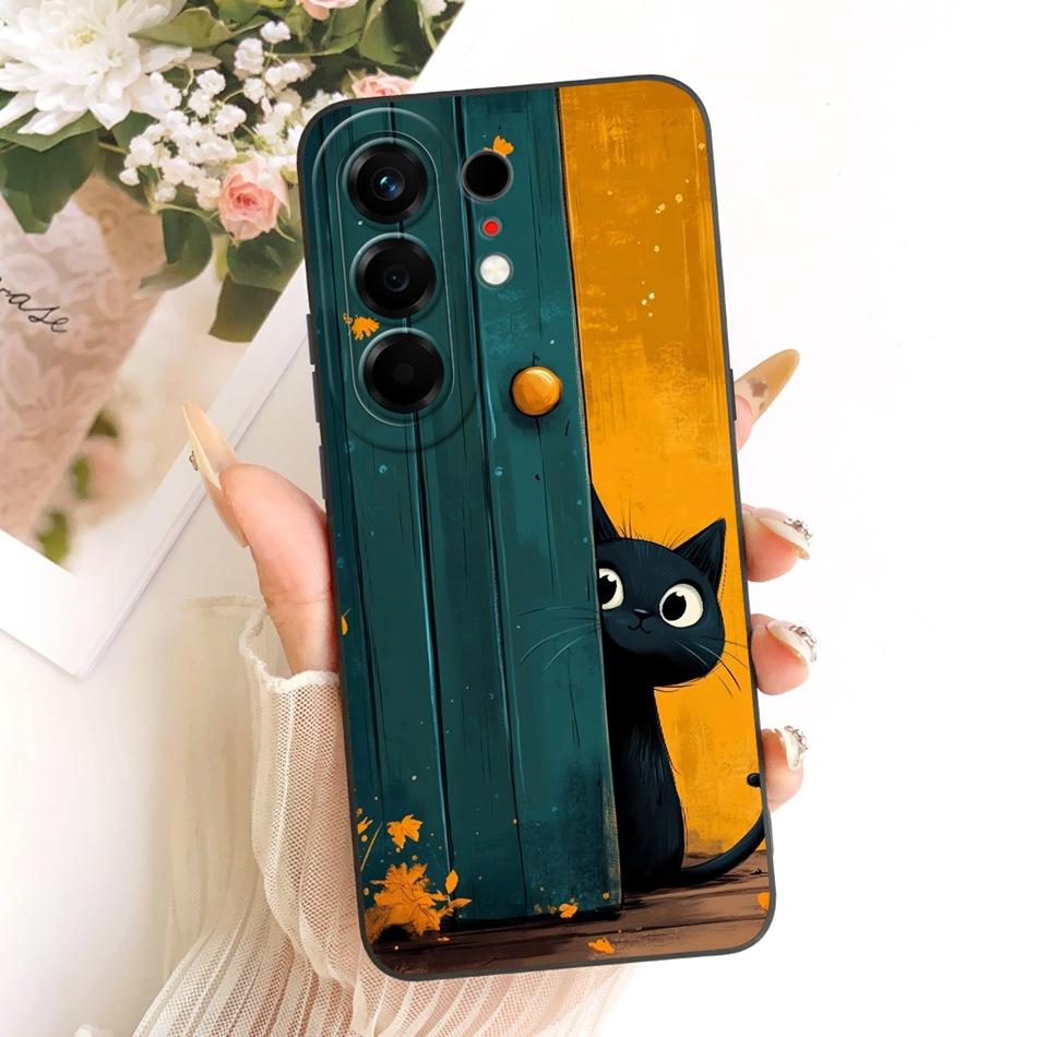 For Tecno Camon 50 Pro 4G CN5c Cute Cat Flower Cartoon Phone Case For Tecno Camon 50Pro 4G Soft Silicone Covers Bumpers