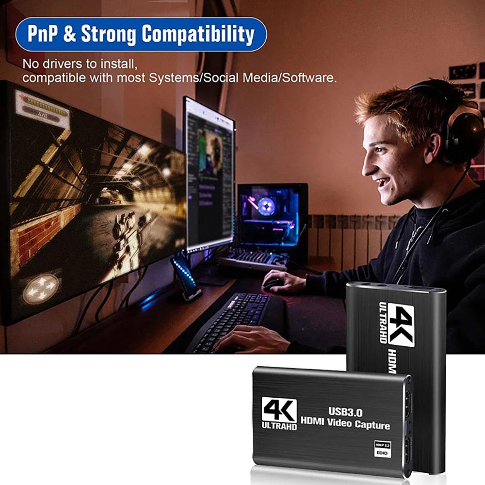 4k 1080p 60fps Hd Video Capture Card HdTV Camera Recording Box - Compatible With Usb 3.0pc Live Streaming Grabber Recorder