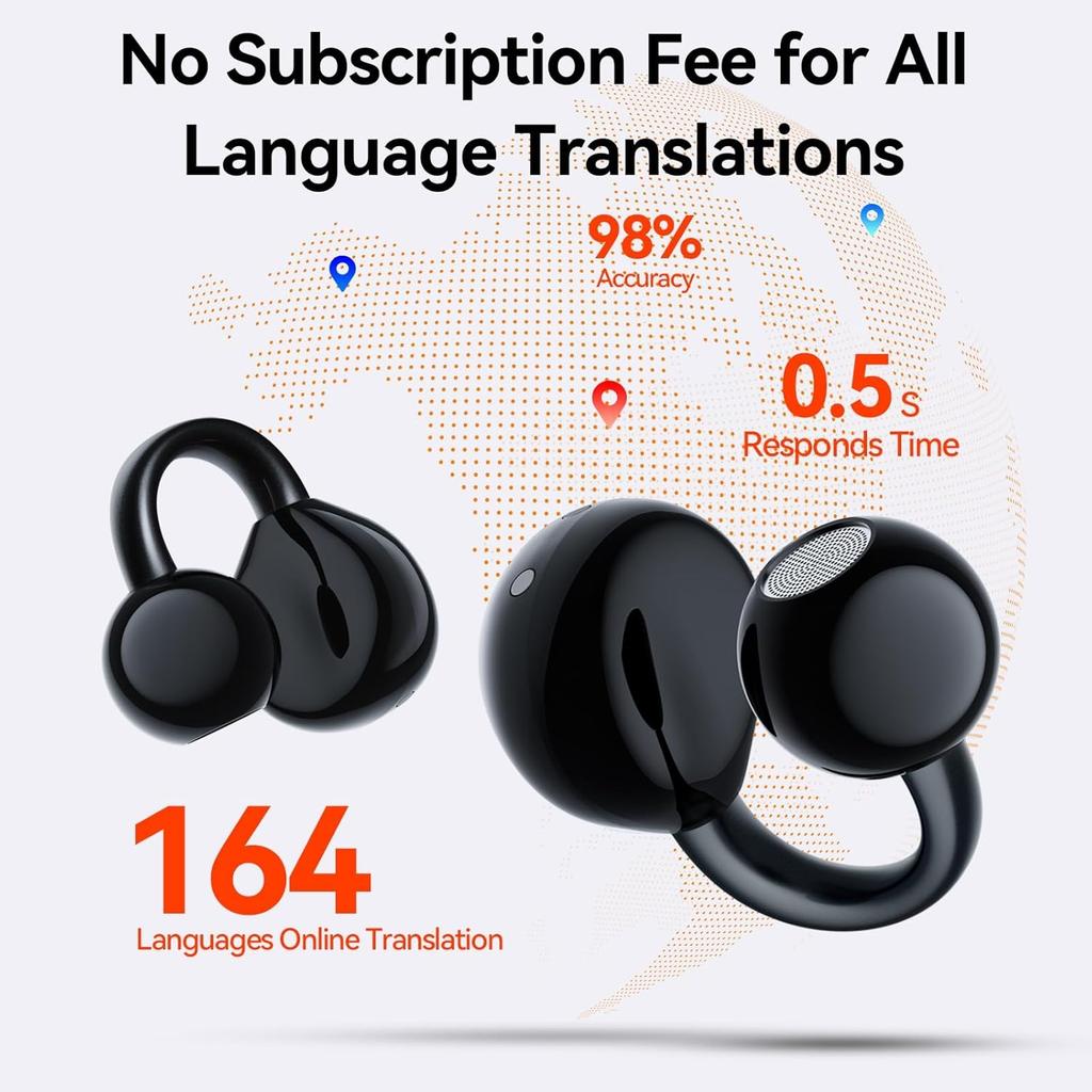 AI Translation Earbuds 164 Languages Accents 3-in-1 Translator Earbuds with HD Sound Audifonos Traductores Inglés Español Translation Headphones