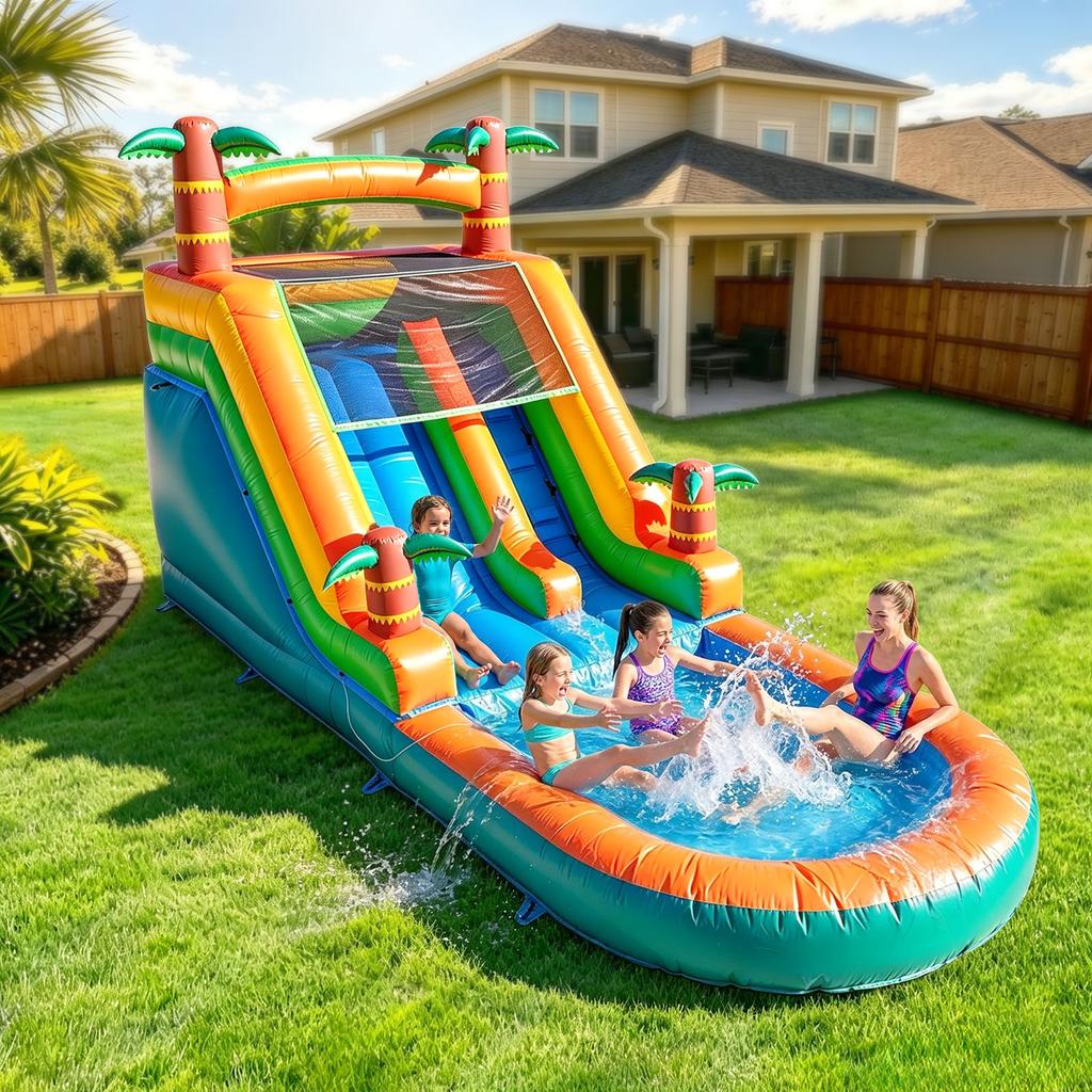 Hot Sale Inflatable Water Slide Dry Wet Blow up Backyard Party Lawn Play Inflatable Slide with Large Splash Pool and Blower