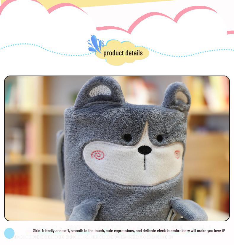 Портативное фланелевое одеяло с изображением мультяшных животных и фруктовым узором для дома или офиса