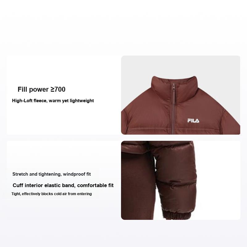 Fila Однотонная куртка-пуховик с логотипом на молнии, со стойкой воротником и длинными рукавами, женская верхняя одежда Liver F51W349901FDK