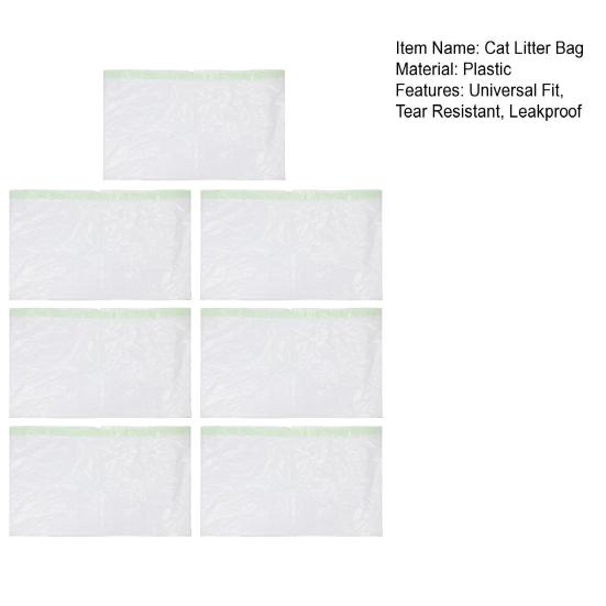 7 шт. Мешок для кошачьего наполнителя 7-дневный просеивающий мешок для наполнителя Устойчивый к разрыву мешок для отходов домашних животных со шнурком Непротекаемые сверхпрочные вкладыши для большинства лотков для наполнителя