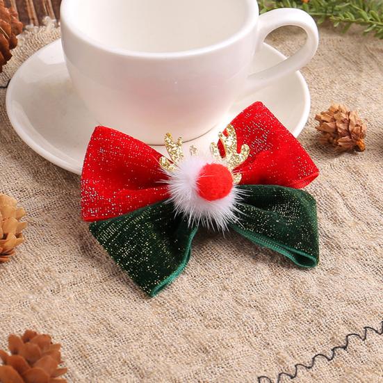 Рождественские заколки для волос, заколка-бант из рогов оленя с меховым шариком, рождественский бант, головной убор для женщин и девочек, праздничный аксессуар для волос