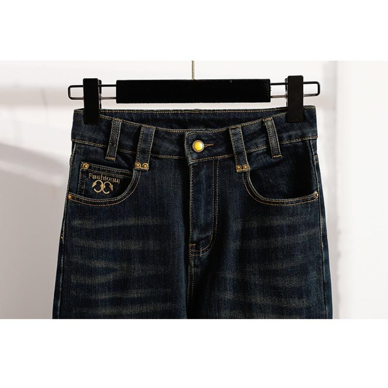 Dimanaf 2025 Большой размер Осень Женские Джинсы Брюки Деним Эластичные Базовые С высокой талией Оверсайз Модные Брюки 5XL