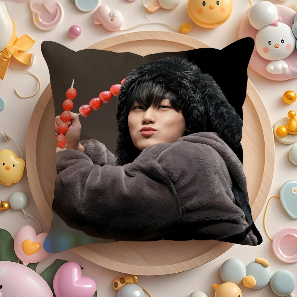 Kpop AAteez CChoi San Cushion Cover Plush Fabric Soft DoubleSided Printed Sofa Warm Winter Home Gift Pillow Cover