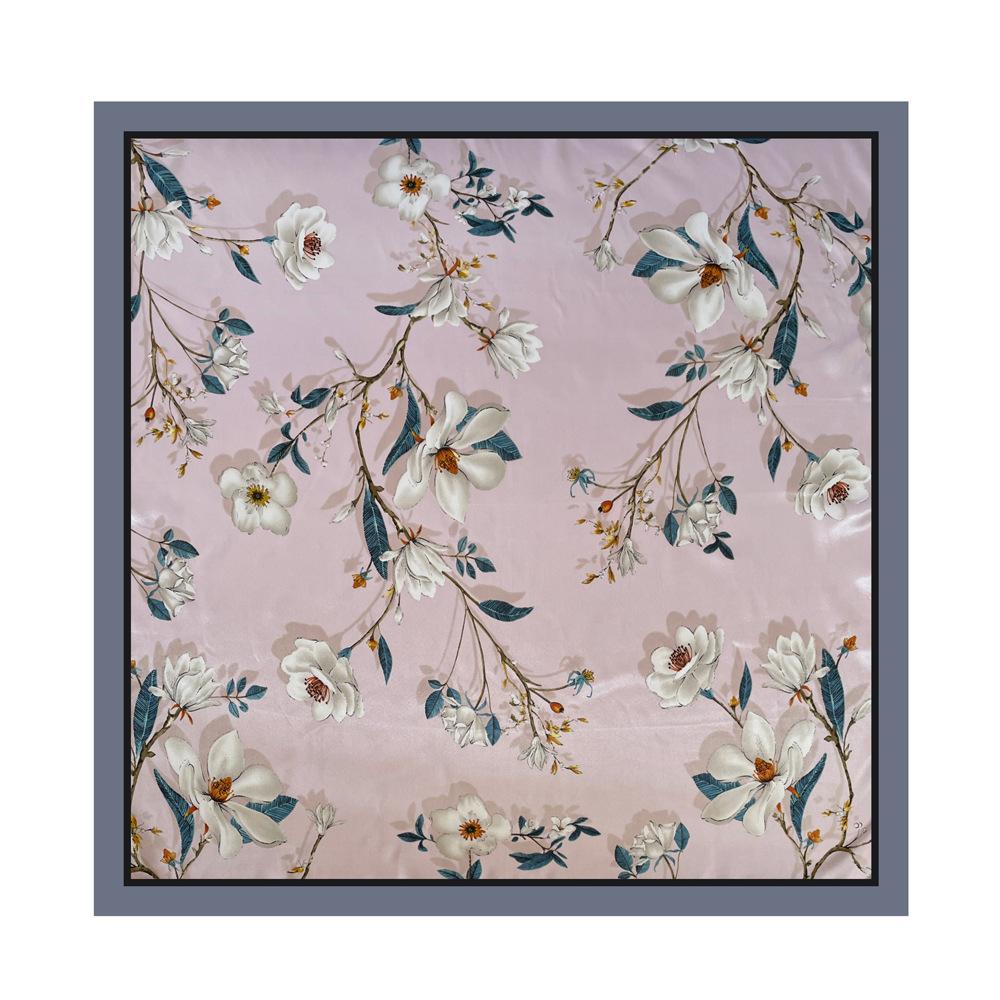Women's silk scarf large square scarf fashion floral print vintage headscarf faux silk satin scarf