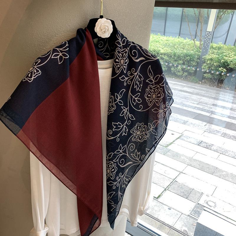 Vintage Polka Dot Printed Light And Thin Scarf Cotton Feel Square Scarf Sunshade Shawl Headscarf Belt Scarf Silk Scarf