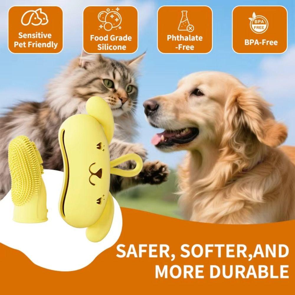 Soft Silicone Cat Toothbrush Double-sided Pet Teeth Cleaning Tool Dog Finger Toothbrush Puppies