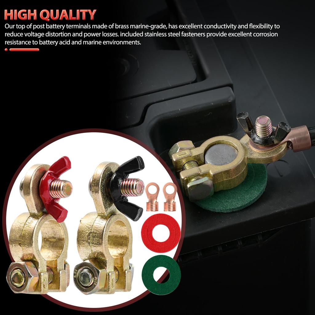 Клемма аккумулятора Клемма аккумулятора Клемма автомобильного аккумулятора D-клемма Разъем клеммы аккумулятора Латунь 12/24В Антикоррозийная шайба Круглая клемма Pl