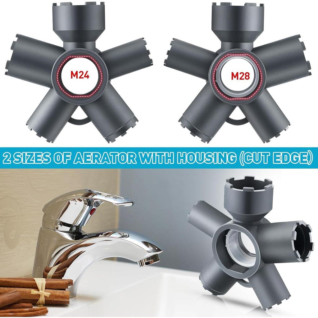 10 In 1 Faucet Aerator Key for Sink Faucet Aerator Removal Tool, Screen Removal Tool (Cut Edge & Round),M24/M28,Ideal Repairs Replacement for Bathroom