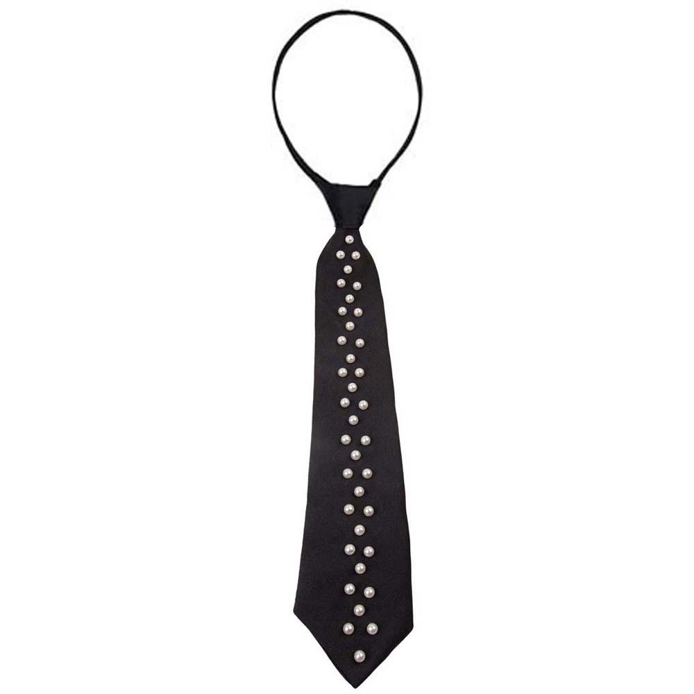 Korean Style Pearls Tie Black Decoration Shirt Tie Elegant Hand-beaded Long Necktie Students