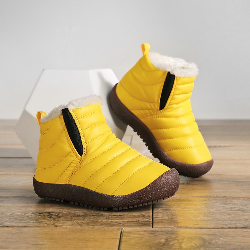 TUINANLE Детские зимние сапоги, зимняя нескользящая непромокаемая хлопковая обувь, детская утепленная плюшевая обувь без шнуровки для девочек