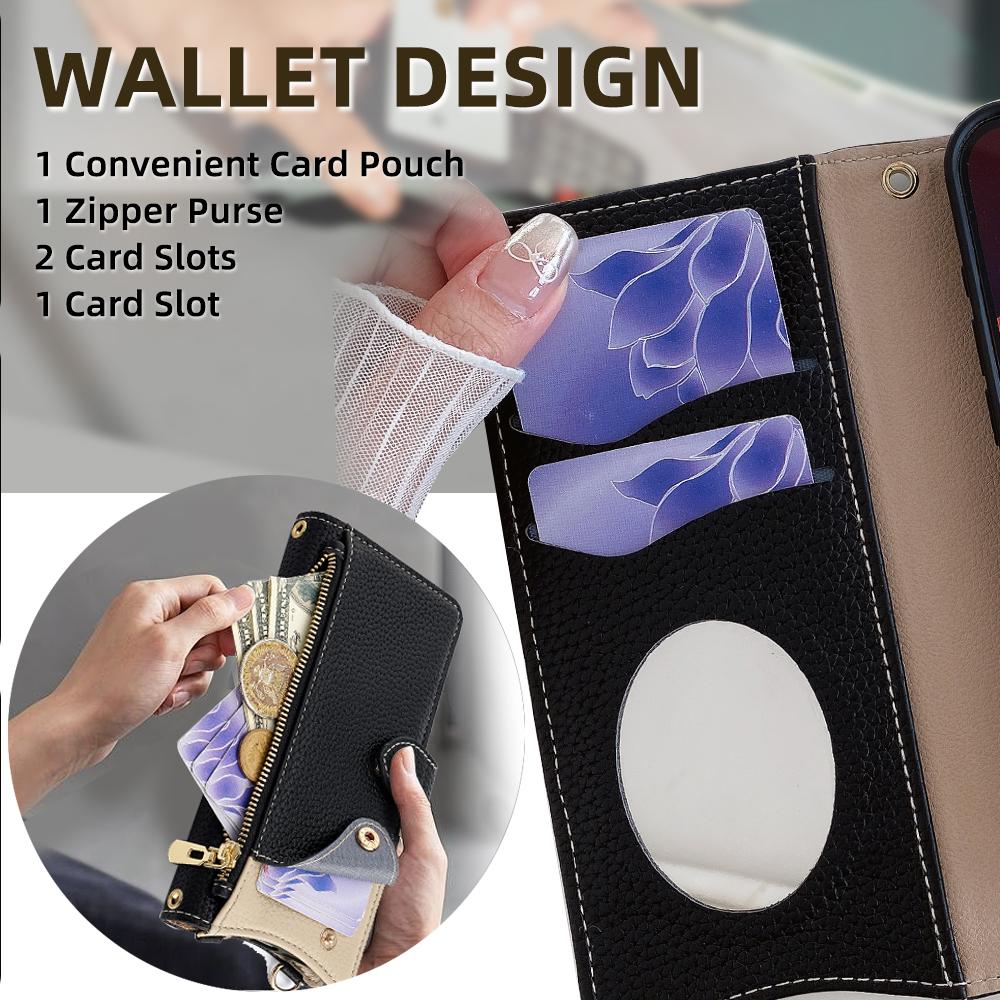 For vivo V50 5G Wallet Case Fishtail Design Leather Phone Cover with Mirror/Stand/Strap