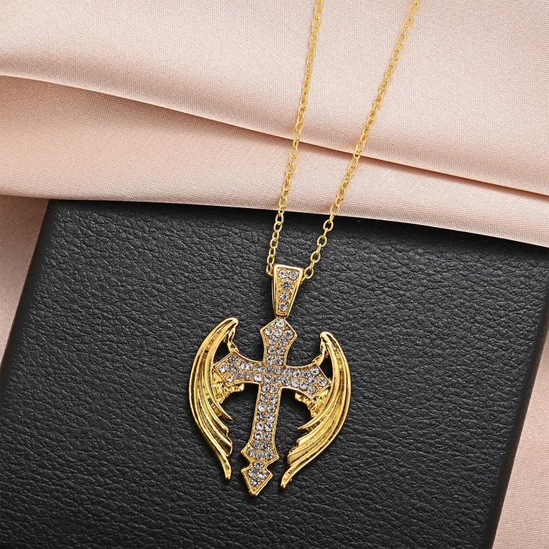 Модное ожерелье крест ретро крест крылья феи ювелирные изделия подарок мода высокое качество