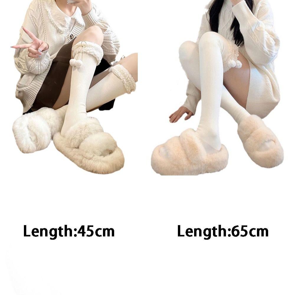 Повседневные вязаные носки из телячьей шерсти, хлопковые пушистые длинные носки до колена, новые женские длинные носки