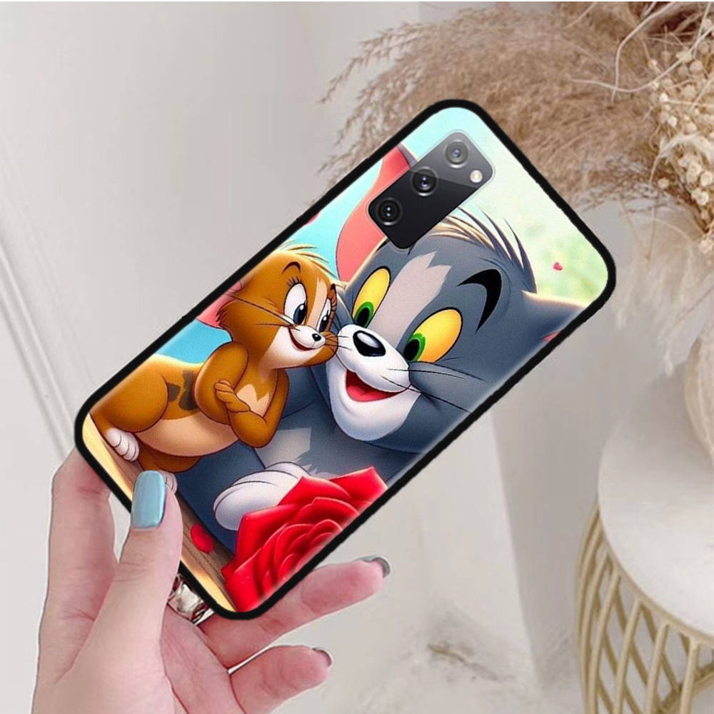 Черный чехол для Xiaomi Poco X6 X4 M5 M6 F5 F6 C65 C55 C50 C51 C40 Pro Redmi 14C A3X 13C 12C 11T 10A 9C Note 7 6 8A Plus C-46 Tom Jerry Cat Cartoon