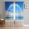 Beach Sky Clouds Coconut Trees Sea Landscape Curtains Tulle For Living Room Bedroom Kitchen Chiffon Sheer Window Treatment Decor