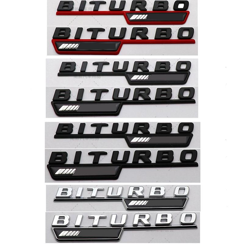 2pcs BITURBO 4MATIC Plus Logo Car Emblem Fender Badge Sticker For Mercedes Benz AMG C43 E43 GLE43 GLC43 W204 W203 W211 W205 X253 qq1