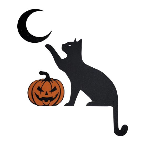 Halloween Door Topper Metal Cat Skull Witch Castle Halloween Door Wall Corner Decor Frame Sign Holiday Home Decoration