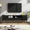 TV Furniture Cabinet Spacious Countertop with 2 Doors Compartments Drawers Golden Entertainment Center Feet Mid Century Modern Stand Living
