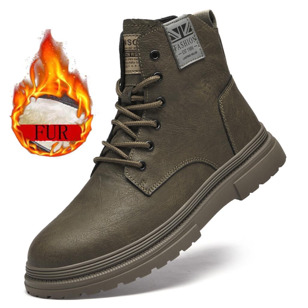 Мода 2024 года, новые мужские ботинки для работы на открытом воздухе, походов и альпинизма, нескользящие, прочные, плюшевые, теплые и удобные ботинки с круглым носком
