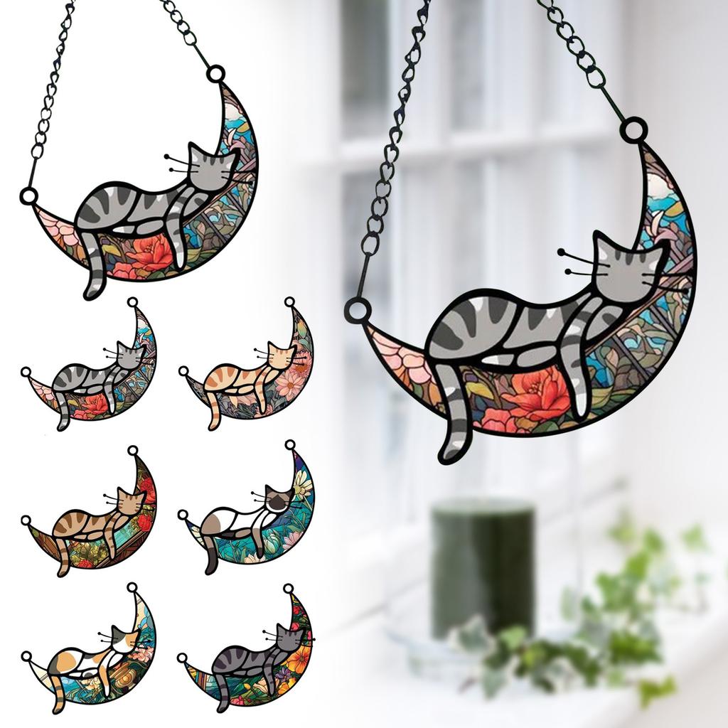 Moon Sleeping Cat , Handmade Sun , Cat Memorial Gift, Moon Sleeping Cat