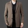 Осенне-зимнее двухстороннее шерстяное пальто со съемной подкладкой для мужчин, деловое, повседневное, средней длины, с воротником, шерстяное пальто высокого класса