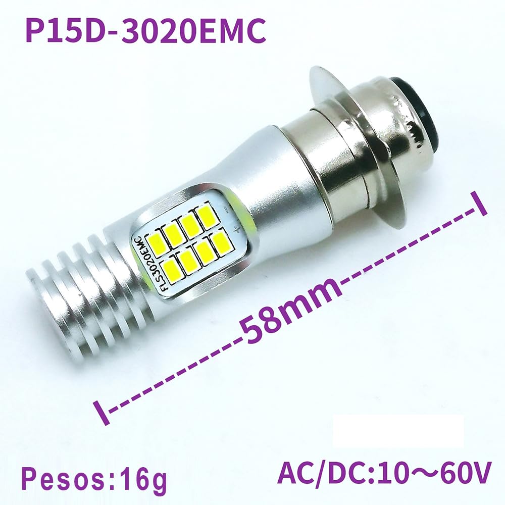P15D LED Motorcycle Headlight, PH7, HI/LO Switch, For Motorcycle Headlights, AC/DC10V-60V, High Brightness 3020
