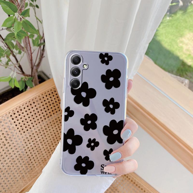 Мягкий силиконовый прозрачный чехол с цветочным узором для Xiaomi Redmi 13C Note 13 Pro Samsung A55 A54 A34 S24 M35 iPhone 15, защитный противоударный чехол для камеры