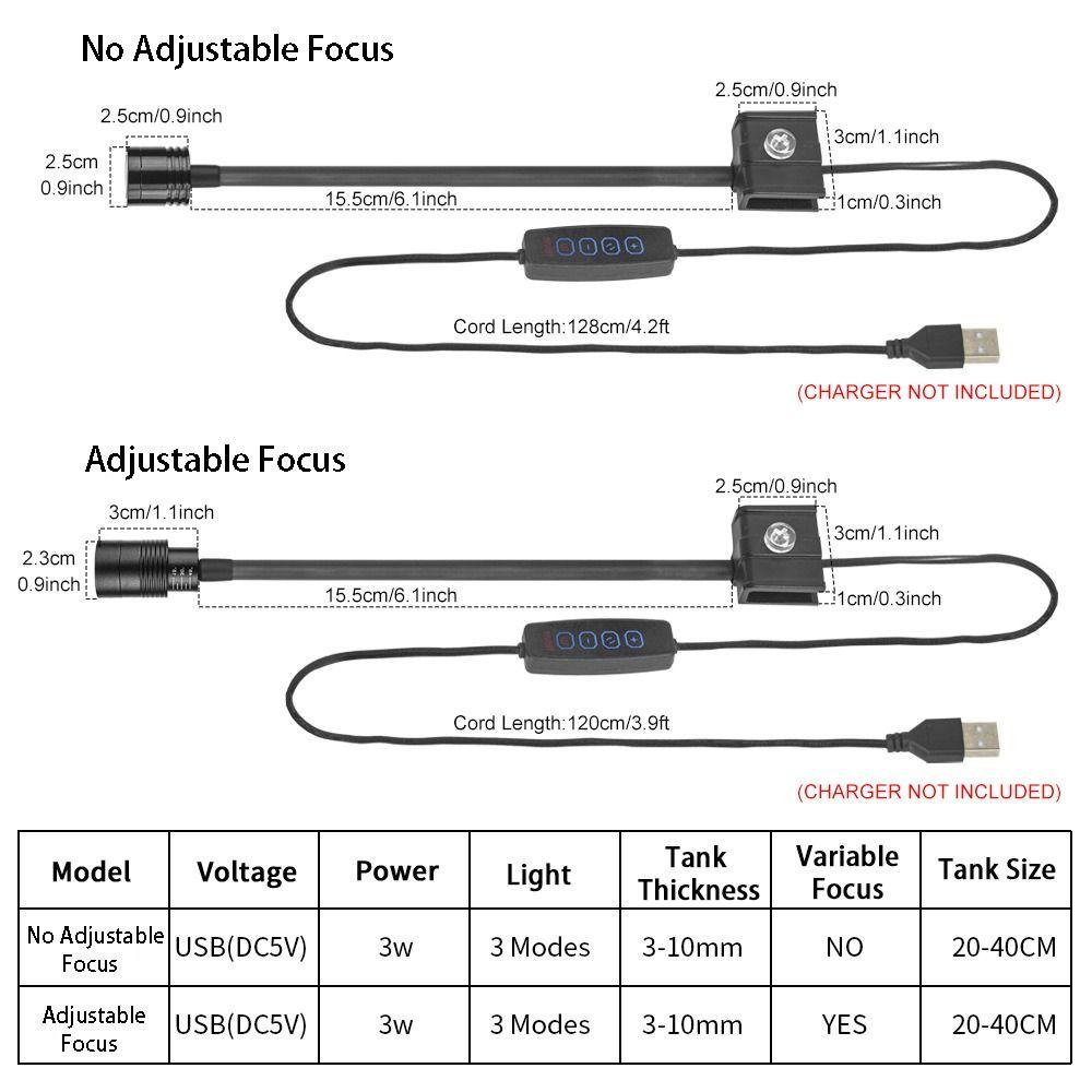 Waterproof Adjustable Focus Spotlight 360 Degree Rotation Mini Clip-on Lamp  Aquarium  Accessories