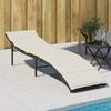 VidaXL Sun Lounger with Black Cushion 55x199x50 Cm Braided Resin, Sunbed, Reclining Lounger, Daybed 368245