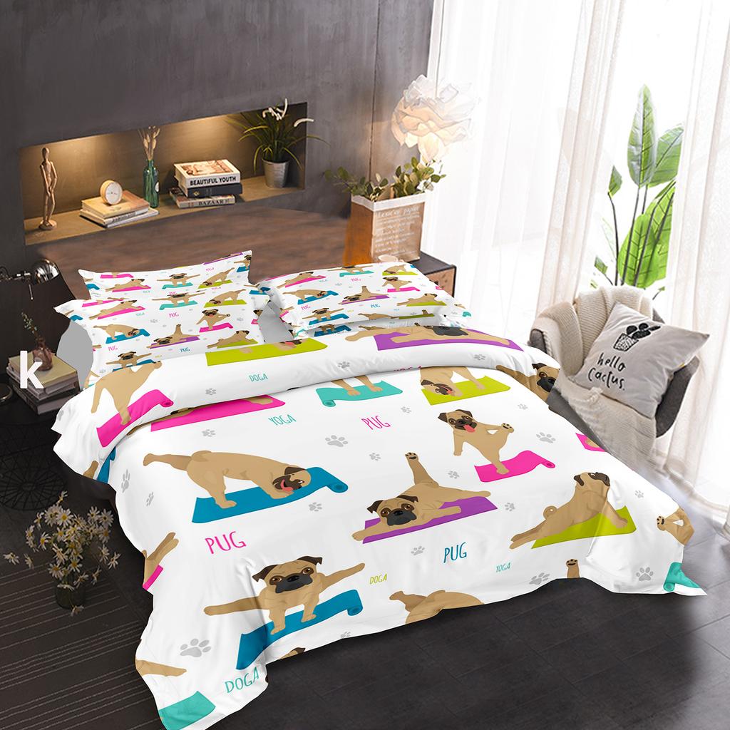 Pug Dog Duvet Cover King Queen Size Funny Pet Puppy Bedding Set For Kids Teens Adults Animal Cute Expression 2/3pcs Quilt Cover