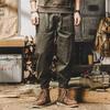 Men’s Trendy Retro Lumberjack Cuffed Pants - Loose, Straight, Casual Workwear for Spring and Autumn.